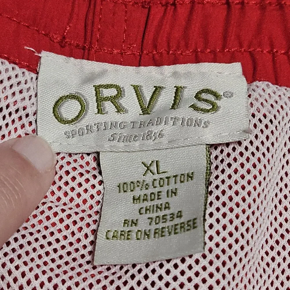Orvis Swim Shorts Men's XL Mesh Lined Drawstring Red Board‎ Trunks NEW